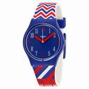 Swatch Grande Voile Blue Dial Red, Blue and White Rubber Ladies Watch GN240