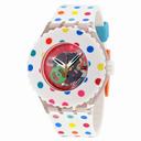 Swatch Happy Dots Transparent Dial White Silicone Ladies Watch SUUK108