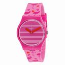 Swatch Miami Peach Pink Stripe Dial Pink Silicone Unisex Watch GP144