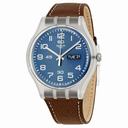 Swatch Originals Daily Friend Blue Dial Brown Leather Unisex Watch SUOK701