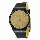 Swatch Originals Gold Dial Black Rubber Ladies Watch GB288