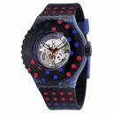 Swatch Polka Dot Transparent Dial Black Silicone Ladies Watch SUUN100