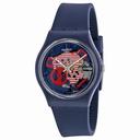 Swatch Porticciolo Red White Transparent Dial Blue Silicone Band Ladies Watch GN239