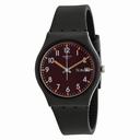Swatch Sir Red Brown Dial Black Rubber Unisex Watch GB753