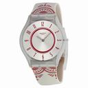 Swatch Skin Cuivre De Lune Silver Dial Silicone Ladies Watch SFW105