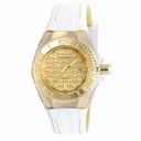 Technomarine Cruise Monogram Gold Dial White Silicone Ladies Watch 115156