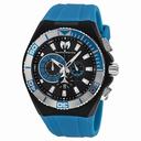 Technomarine Locker Chronograph Black Dial Stainless Steel Turquoise Silicone Men's Watch 112010