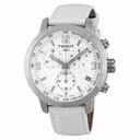 Tissot PRC 200 Chronograph White Dial White Leather Steel Men's Watch T0554171601700