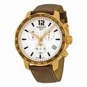Tissot Quickster Chronograph Silver Dial Brown Leather Gold Stainless Steel Case Men's Watch T095.417.36.037.02