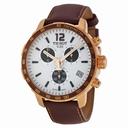 Tissot Quickster Chronograph Silver Dial Brown Leather Men's Sports Watch T095.417.36.037.01