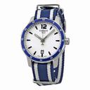Tissot Quickster Silver Dial Blue and White Stripe Nylon Unisex Watch T0954101703701