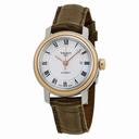 Tissot T-Classic Bridgeport Brown Leather White Dial Ladies Watch T0970072603300