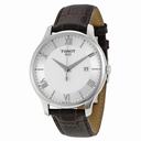 Tissot Tradition Silver Dial Brown Leather Men's Watch T0636101603800