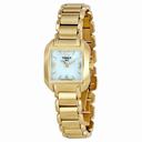 Tissot T-Wave White Mother of Pearl Dial Gokld PVD Ladies Watch T02.5.285.82