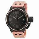 TW Steel Canteen 45mm Black Dial Crystal-set Bezel Pink Leather Ladies Watch TW911