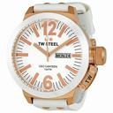 TW Steel CEO Canteen 50 MM White Dial White Leather Strap Men's Watch CE1036