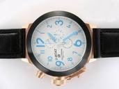U-Boat Flightdeck 1931 Round Black Ostrich Leather Strap Mens Watch