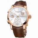 Ulysse Nardin Dual Time Silver Dial 18kt Rose Gold Men's Watch 3346-126-91