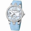 Ulysse Nardin Executive Dual Time Lady Blue Mother Of Pearl Dial Rubber Strap Automatic Ladies Watch 243-10B-3C-393