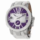 Ulysse Nardin Executive Dual Time Purple Dial Diamond White Leather Ladies Watch 243-10-30-07