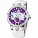 Ulysse Nardin Executive Dual Time Purple Dial Stainless Steel Ladies Watch 243-10B-30-07