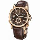 Ulysse Nardin GMT Big Date Brown Dial 18K Rose Gold Automatic Men's Watch 246-55-95
