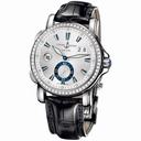 Ulysse Nardin GMT Big Date Silver Dial Stainless Steel Black Leather Men's Watch 243-55B-91
