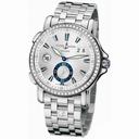 Ulysse Nardin GMT Big Date Silver Dial Stainless Steel Diamond Automatic Men's Watch 243-55B-7-91