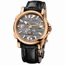 Ulysse Nardin GMT Dual Time Grey Dial Alligator Leather Automatic Men's Watch 246-55-69
