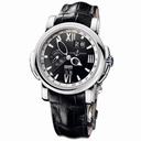 Ulysse Nardin GMT Perpetual Black DIal 18kt White Gold Black Leather Men's Watch 320-60-32