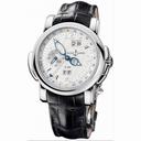 Ulysse Nardin GMT Perpetual Silver Dial 18kt White Gold Black Leather Men's Watch 320-60-60