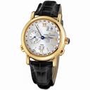 Ulysse Nardin GMT Perpetual Silver Dial 18kt Yellow Gold Black Alligator Leather Men's Watch 321-22