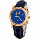 Ulysse Nardin Hour Striker Blue Dial 18kt Rose Gold Blue Leather Men's Watch 6106-103-E3