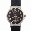 Ulysse Nardin Maxi Marine Black Dial Diamond Stainless Steel and 18K Rose Gold Automatic Men's Watch 265-66-BLACK