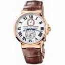 Ulysse Nardin Maxi Marine Chronometer White Dial Automatic 18 Carat Rose Gold Men's Watch 266-67/40