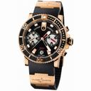 Ulysse Nardin Maxi Marine Diver Chronograph Black Dial 18 Carat Rose Gold Case Black Rubber Band Men's Automatic Watch 8006-102-3a/92