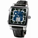 Ulysse Nardin Quadrato Blue and Black Dial Stainless Steel Black Leather Men's Watch 243-92CER-632