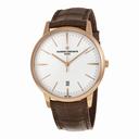 Vacheron Constantin Patrimony Silver Opaline Dial Dark Brown Leather Men's Watch 85180/000R-9248