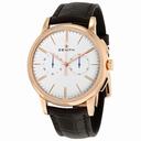 Zenith Elite Chronograph Silver Dial 18kt Rose Gold Brown Alligator Leather Men's Watch 182270406901C498