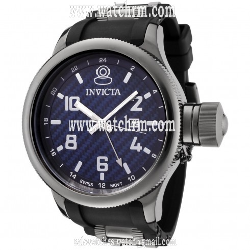Invicta Russian Diver Blue Dial Black Polyurethane Men's Watch 0059