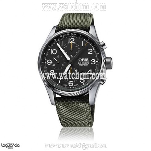 Oris Big Crown Pro Pilot Automatic Chronograph Black Dial Green Nylon Men's Watch 774-7699-4134TS
