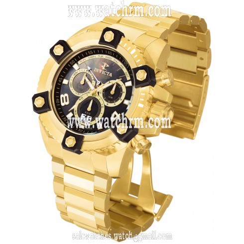 Invicta Arsenal Reserve Chronograph Black Mother of Pearl Dial Gold-plated Men's Watch 0340