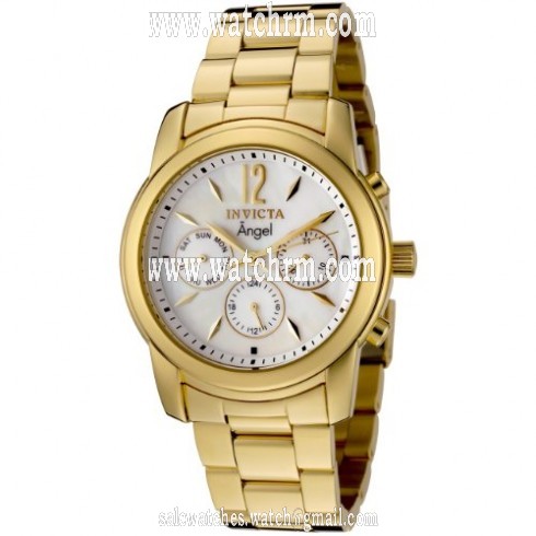 Invicta Angel Multi-Function White Dial 18kt Gold-plated Ladies Watch 0465