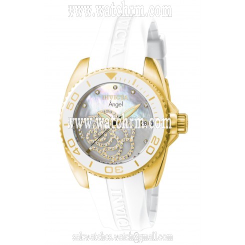 Invicta Angel Mother of Pearl Dial White Rubber Ladies Watch 0488
