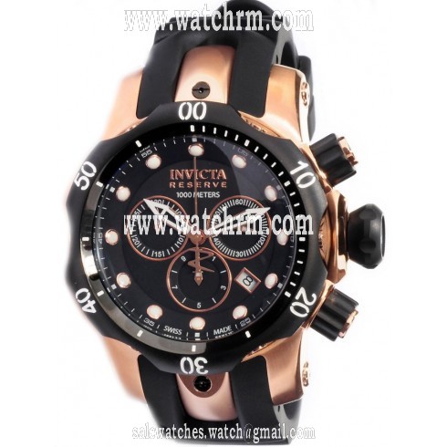 Invicta Venom Chronograph Black Dial Polyurethane Men's Watch 0948