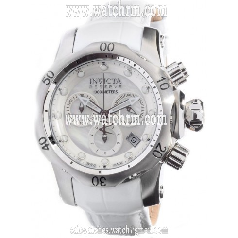 Invicta Venom Chronograph White Dial Stainless Steel White Leather Men's Watch 0950