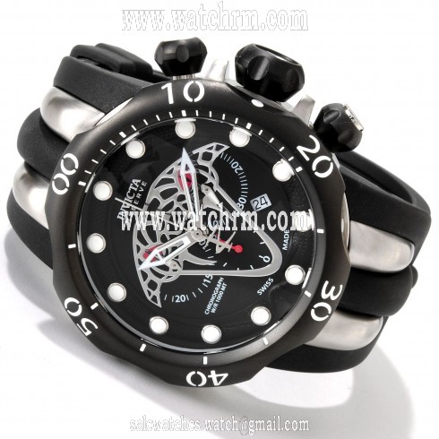 Invicta Venom Viper Chronograph Black Dial Black Polyurethane Men's Watch 0973