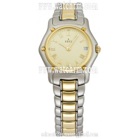 Ebel Classic Mini Champagne Dial Steel and 18kt Yellow Gold Ladies Watch 1088901-1260C