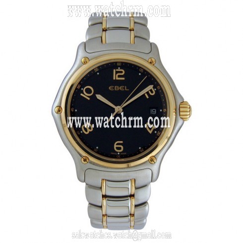 Ebel 1911 Black Dial Stainless Steel and 18kt Yellow Gold Men's Watch 1187241/15665P