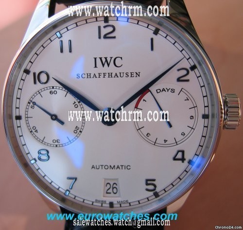 IWC PELLATON AUFZUG PORTUGIESER AUTOMATIC STAHL STEEL WHITE DIAL